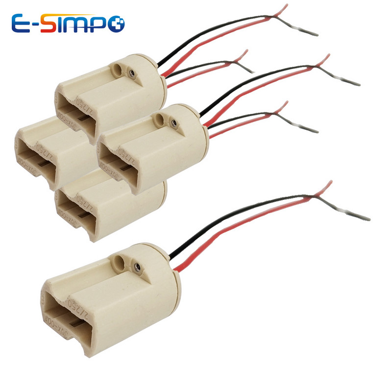 4 vnt G9 šviesos lizdo halogeninės CFL LED lempos lemputės pagrindo laikiklis su 10 cm viela CE VDE