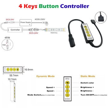 DC5V-24V 21 28 πλήκτρα RF IR ελεγκτής Remote Control Remote Control for 3528 5050 RGB Φωτισμός ταινίας LED Προσαρμογή φωτεινότητας DC Plug Αρχική