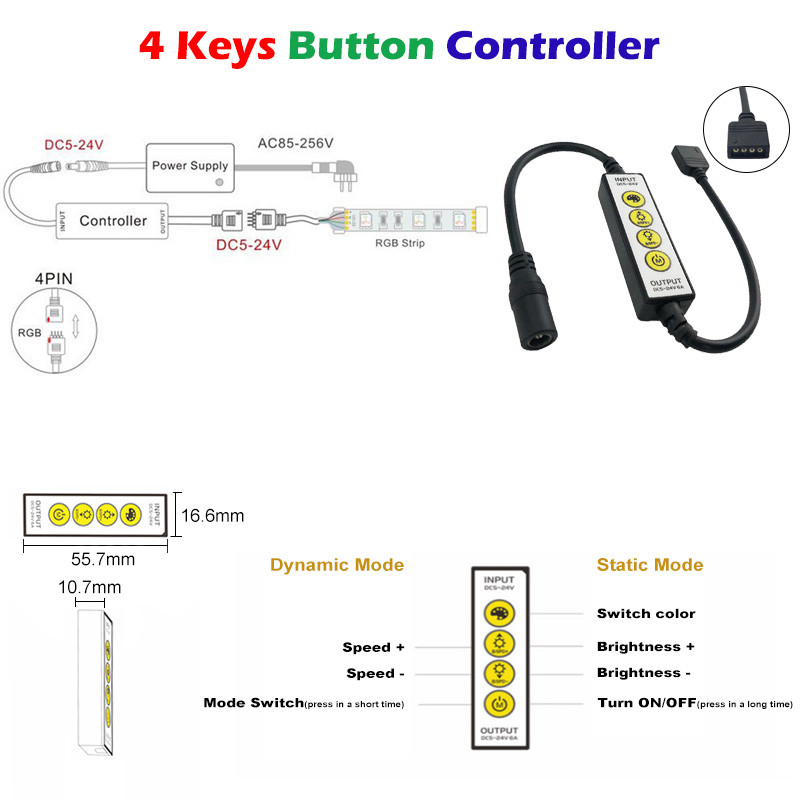 DC5V-24V 21 28 taste Controler RF IR Telecomanda Dimmer pentru 3528 5050 RGB LED Bandă Lumină Reglați luminozitatea DC Plug Acasă