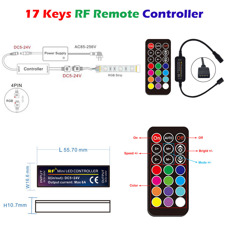 DC5V-24V 21 28 taste Controler RF IR Telecomanda Dimmer pentru 3528 5050 RGB LED Bandă Lumină Reglați luminozitatea DC Plug Acasă