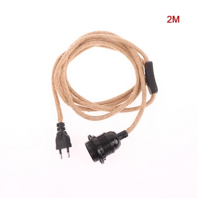 2M 3M E27 Fișă UE DIY Cablu răsucit Baza lămpii Coarda Sârmă electrică 2 miezuri Priză din plastic Cablu întrerupător de uz casnic Vintage ON OFF