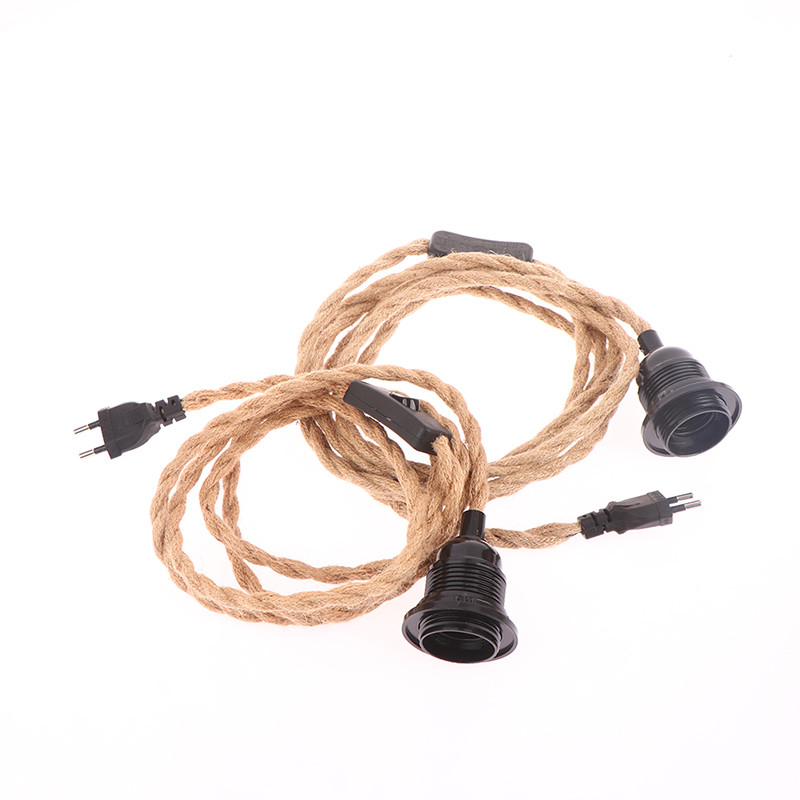 2M 3M E27 Fișă UE DIY Cablu răsucit Baza lămpii Coarda Sârmă electrică 2 miezuri Priză din plastic Cablu întrerupător de uz casnic Vintage ON OFF