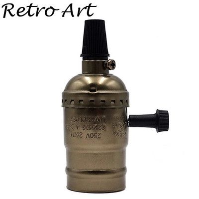 senovinis pakabinamas lempos lizdas E26 E27 lmapholder šviesos lizdas su užtrauktuku jungikliu