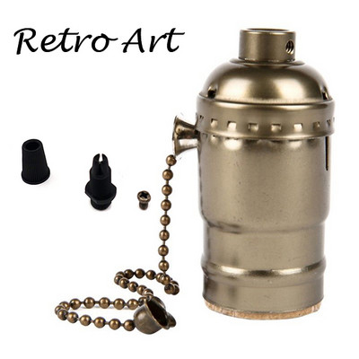 senovinis pakabinamas lempos lizdas E26 E27 lmapholder šviesos lizdas su užtrauktuku jungikliu