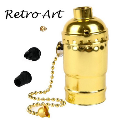 senovinis pakabinamas lempos lizdas E26 E27 lmapholder šviesos lizdas su užtrauktuku jungikliu