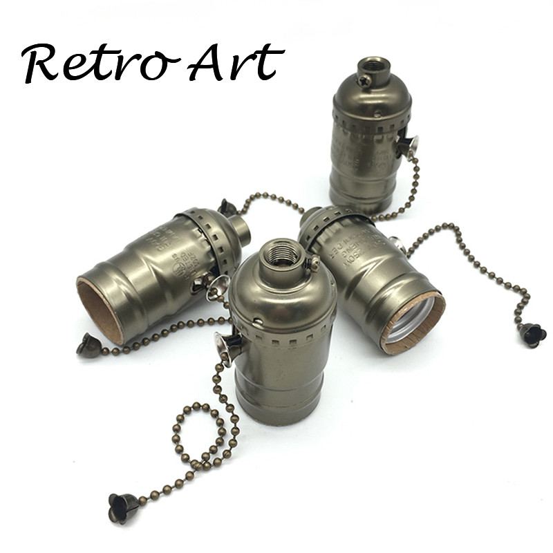 senovinis pakabinamas lempos lizdas E26 E27 lmapholder šviesos lizdas su užtrauktuku jungikliu