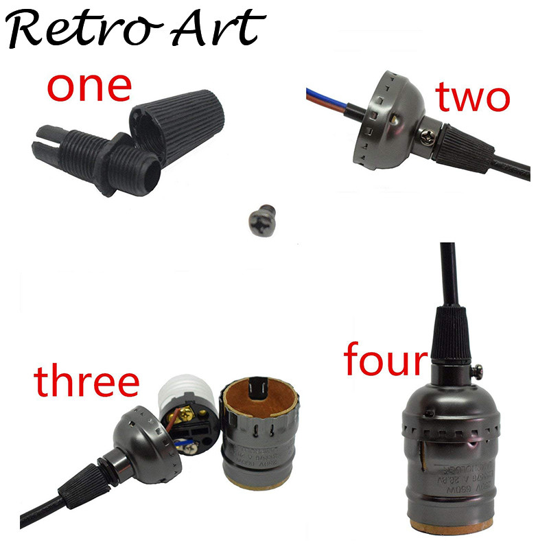 senovinis pakabinamas lempos lizdas E26 E27 lmapholder šviesos lizdas su užtrauktuku jungikliu