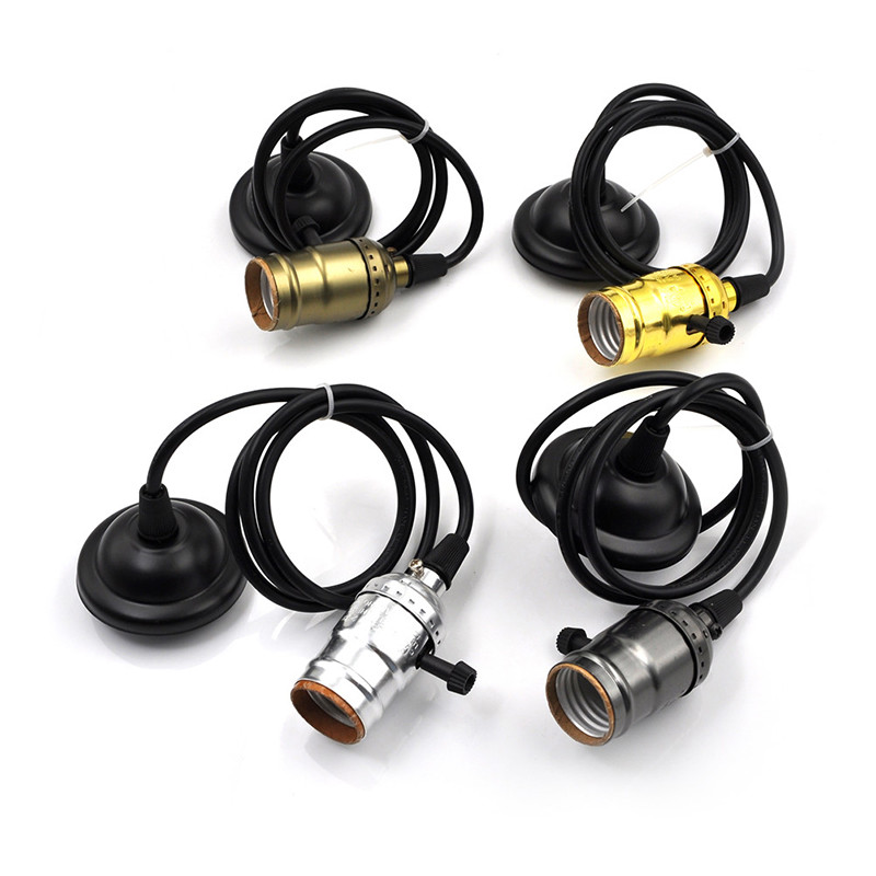 senovinis pakabinamas lempos lizdas E26 E27 lmapholder šviesos lizdas su užtrauktuku jungikliu