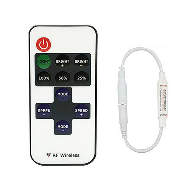 Τηλεχειριστήριο ραδιοσυχνοτήτων 11 πλήκτρων μονόχρωμο Dimmer Led RF για 2835/5050/5730 DC/USB/Wire Led Strip Light DC5-24