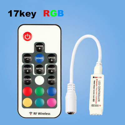 DC 5,5mm 5V 12V 24V mini 10key 11KEY 17key 24key RGB LED RF Controller mini Control Dimmer for 5050 3528 2835 RGB Strip Light