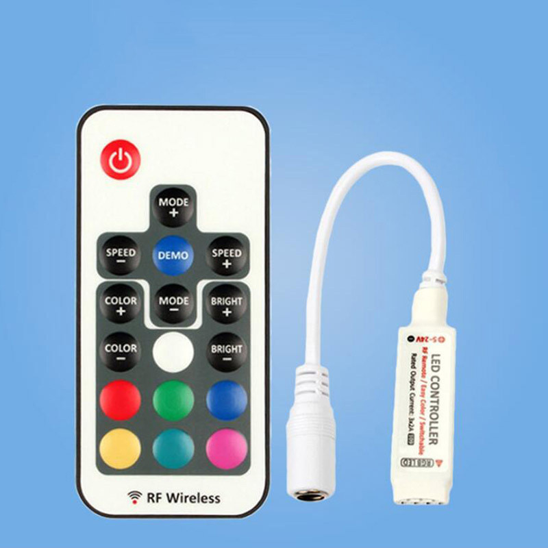 DC 5,5mm 5V 12V 24V mini 10key 11KEY 17key 24key RGB LED RF Controller mini Control Dimmer for 5050 3528 2835 RGB Strip Light