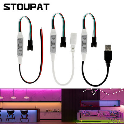 DC5V-24V WS2812B WS2811 LED kontrolieris USB Mini 3 taustiņi Pixel LED sloksnes gaismai SP002E SK6812 COB SMD lentes apgaismojuma dimmer