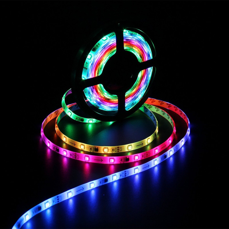 WS2812B WS2811 RGB LED juostelės valdiklis USB / 3 kontaktų pritraukiamas JST jungtis Mini 3 mygtukai Pixel Light DC5V-24V