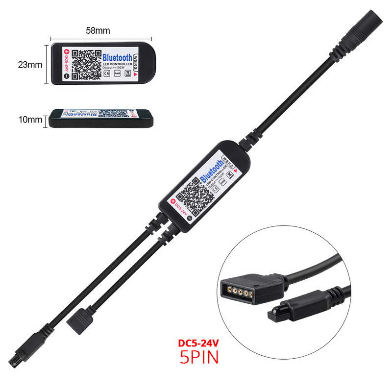 RGB RGBW Bluetooth LED vezérlő USB / 24 gombos / 40 gombos IR távirányító / APP vezérlés RGB / RGBW / RGBWW LED szalagfényhez