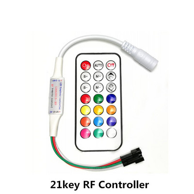 WS2811 WS2812B LED-pikslite ribavalgustuse kontroller DC MINI 3-klahviga RF 14-klahviga 17-klahviga 21-klahviga RGB LED-lindiga kaugjuhtimispult DC5-24V
