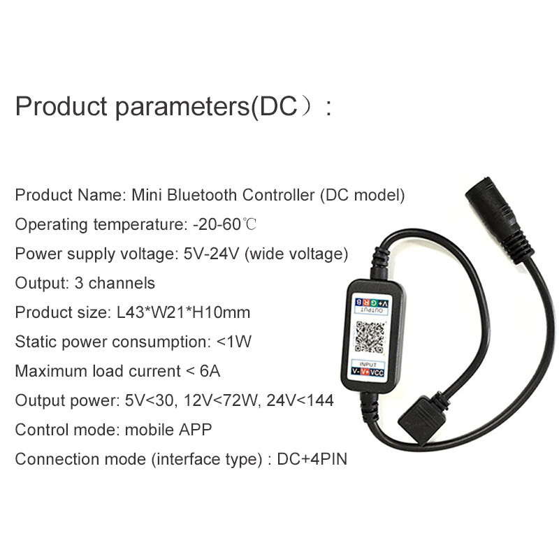 Bandă de lumină LED Controler RGB fără fir compatibil Bluetooth pentru control APP DC USB 5V - 24V Muzică 5050 Bandă luminoasă colorată