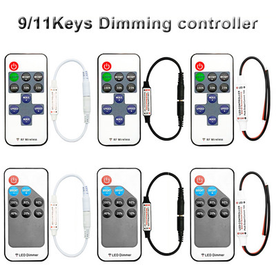 Mini telecomandă RF fără fir cu 9/11 taste Dimmer Reglați luminozitatea pentru iluminare cu bandă de culoare unică DC5-24V 5050/3528/5730/3014