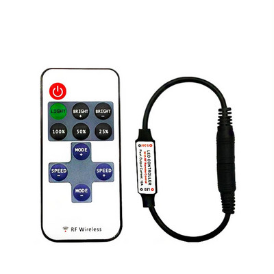 9/11 Keys Mini Wireless RF kaugjuhtimispuldi dimmer Reguleerige heledust 5050/3528/5730/3014 ühevärvilise ribavalgustuse jaoks DC5-24V