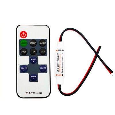 9/11 Keys Mini Wireless RF kaugjuhtimispuldi dimmer Reguleerige heledust 5050/3528/5730/3014 ühevärvilise ribavalgustuse jaoks DC5-24V