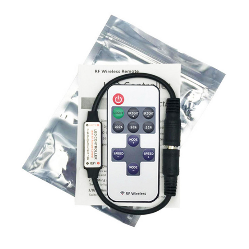 9/11 Keys Mini Wireless RF kaugjuhtimispuldi dimmer Reguleerige heledust 5050/3528/5730/3014 ühevärvilise ribavalgustuse jaoks DC5-24V