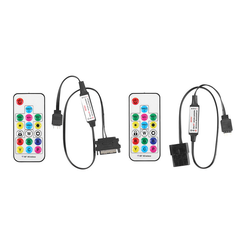 Telecomandă cu bandă de lumină de 5V, alimentată cu baterie, bandă LED RGB 2,4G Accesorii pentru telecomandă 3 pini la SATA 4 pini pentru carcasa PC