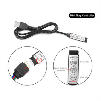 Ελεγκτής RGB 5V USB LED Strip Controller Ασύρματο τηλεχειριστήριο Strip Light 3 24 44 Keys Dimmer For 5050 2835 LED Lamp Tape