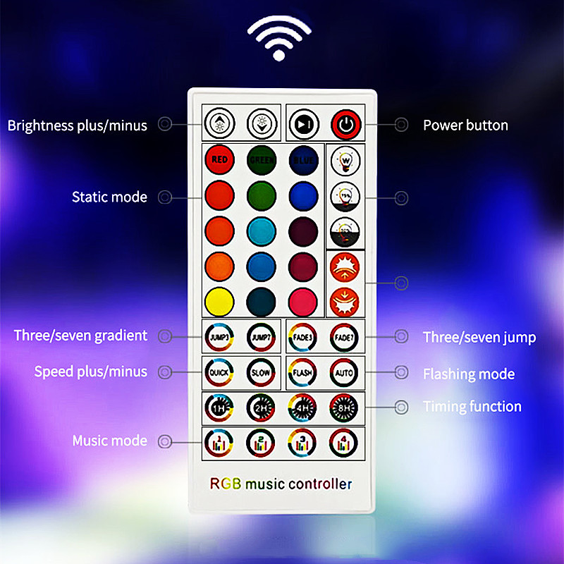 Bluetoothi muusikakontroller DC5-24 V mikrofoni helianduri ajastus 40 klahviga IR-kaugjuhtimine juhtmeta APP-juhtimine 3528 5050 RGB LED-riba jaoks
