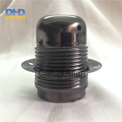 Σιδερένιο κεραμικό σιδερένιο κάλυμμα βάσης με πρίζα κεραμικής και πορσελάνης E27 βάση φωτιστικού με σκίαστρο με βάση 3 οπών