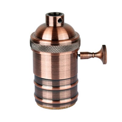 Messingist ripatsiga paigaldatav lambipesa Vintage vasest lambipesa E27 valgustipesa lambipesa vasest retrovalgusti