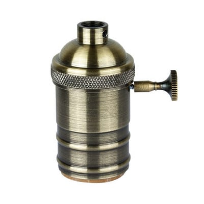 Messingist ripatsiga paigaldatav lambipesa Vintage vasest lambipesa E27 valgustipesa lambipesa vasest retrovalgusti