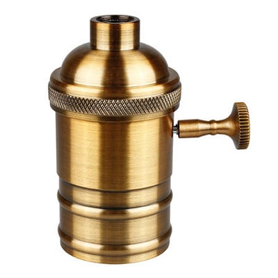 Messingist ripatsiga paigaldatav lambipesa Vintage vasest lambipesa E27 valgustipesa lambipesa vasest retrovalgusti