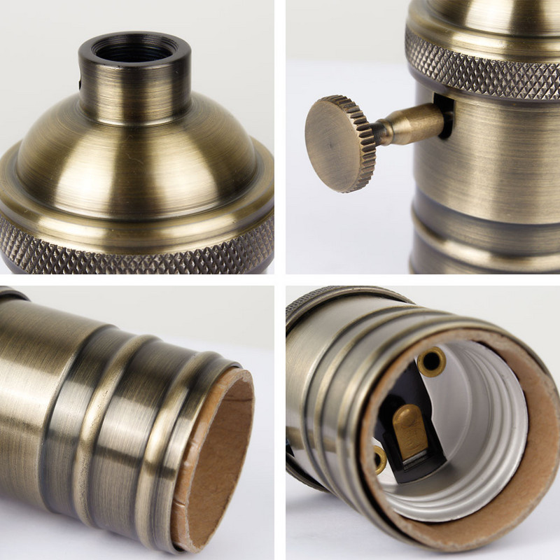 Messingist ripatsiga paigaldatav lambipesa Vintage vasest lambipesa E27 valgustipesa lambipesa vasest retrovalgusti