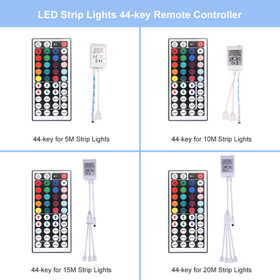 RGB valdiklis 12V pritemdymo valdiklis LED juostelė 44 klavišų LED nuotolinis IR universalus 4 kontaktų jungtis, skirta 5050 lanksčiai šviesos juostai rgb