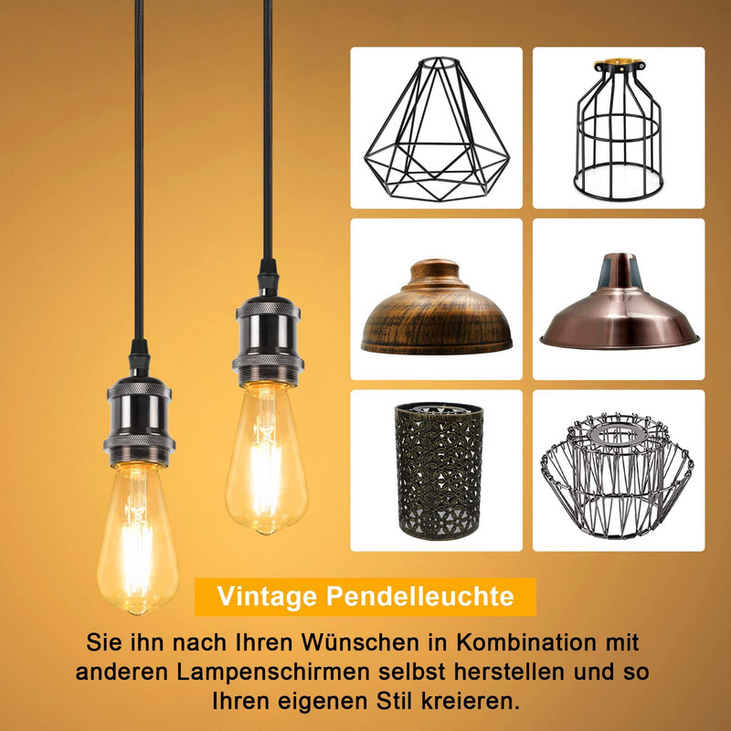 Lampă de suspendare retro cu bază Edison vintage E26 E27 Bec cu șurub din carcasă de aluminiu pentru coridor de casă, studio, lămpi suspendate pentru dormitor