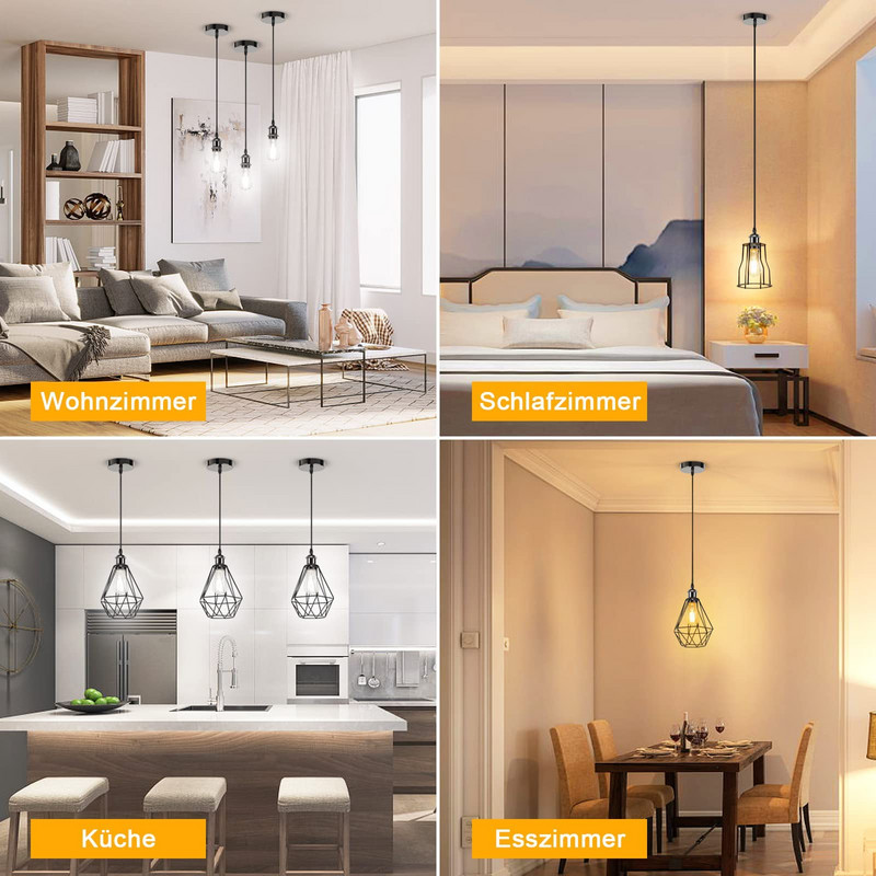 Lampă de suspendare retro cu bază Edison vintage E26 E27 Bec cu șurub din carcasă de aluminiu pentru coridor de casă, studio, lămpi suspendate pentru dormitor