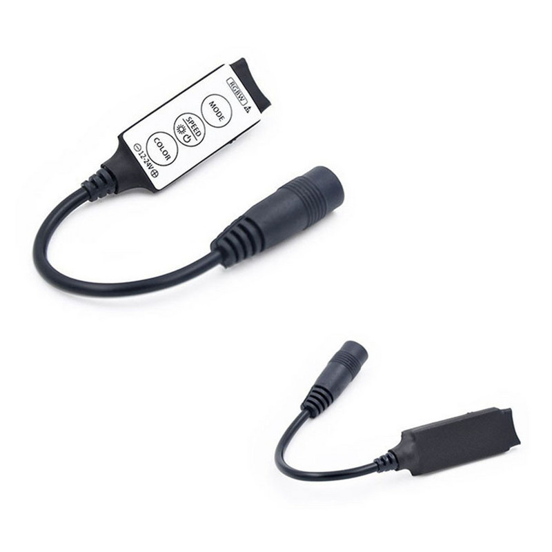 Mini 3 mygtukų RGBW DC 5V 12V 24V LED valdiklis Pritemdymas su nuolatinės srovės kištuku, skirtas 2835 5050 LED juostiniam LED valdikliui