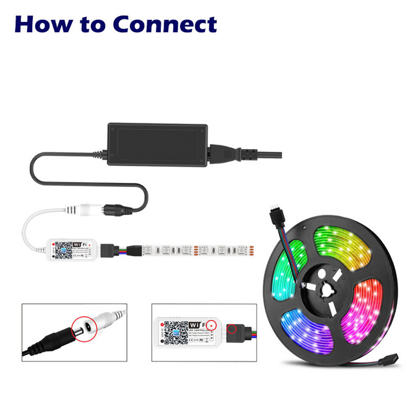 Magic Home 24Key Rgb Tuya 5-24V Wifi RGB Led Tape Wireless Remote Controller Smart Home Alexa Google Home Led Lights Strip 5050