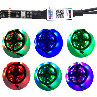 Mini RGB Bluetooth-съвместим контролер DC 12V USB Music Smart APP контрол LED светлинна лента атмосфера осветление ултра ярко