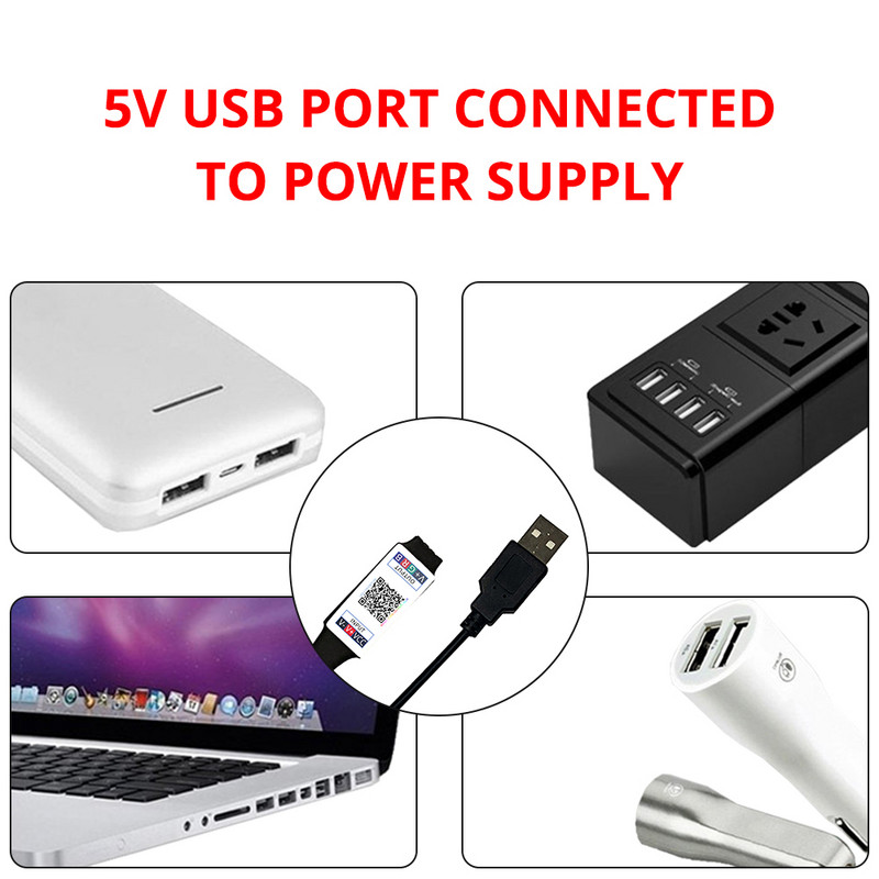 Χειριστήριο Mini RGB συμβατό με Bluetooth DC 12V USB Έξυπνος έλεγχος APP Λωρίδα φωτός LED φωτισμός ατμόσφαιρας εξαιρετικά φωτεινός