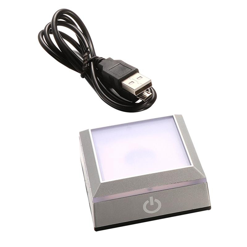 Suport pătrat cu bază de lumină LED cu comutator tactil sensibil pentru bijuterii Sticlă de artă acrilică Sculptură din sticlă de cristal Statuie de cristal 3D