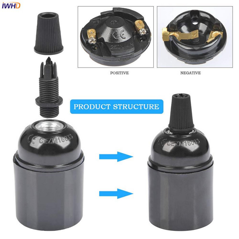 IWHD plastikust Douille Soquete E27 lambipesa aluse pesa 110V-220V Vintage Fitting E27 pistikupesaga lambipesa Portalampparas