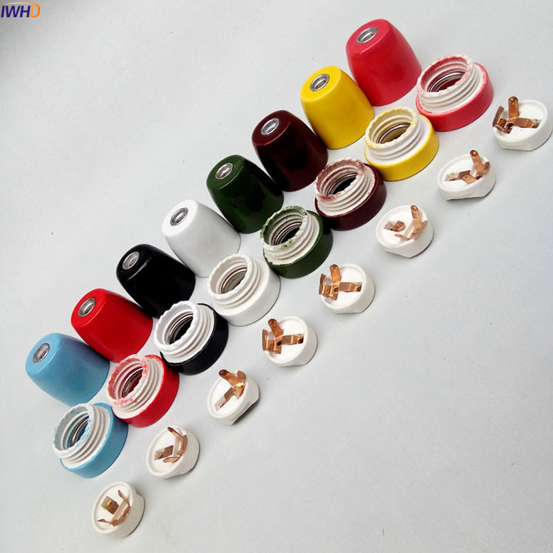 IWHD Ceramics E26/E27 Socket Bec Suport Industrial Retro Vintage Edison Lamp Suport E27 Fitting Base Lampholder CE UL