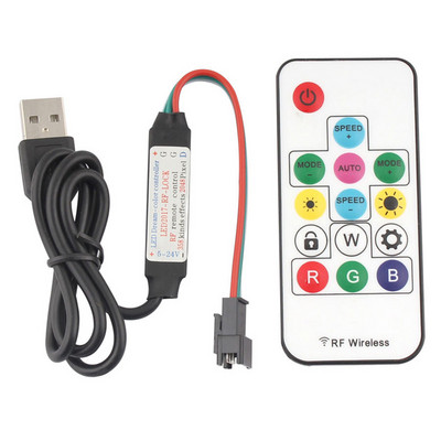 Controler de culoare magică LED cu 14/17 taste DC/USB 2048 pixeli 5V/12-24V Telecomandă RF fără fir pentru WS2811 2812 Lumină RGB adresabilă
