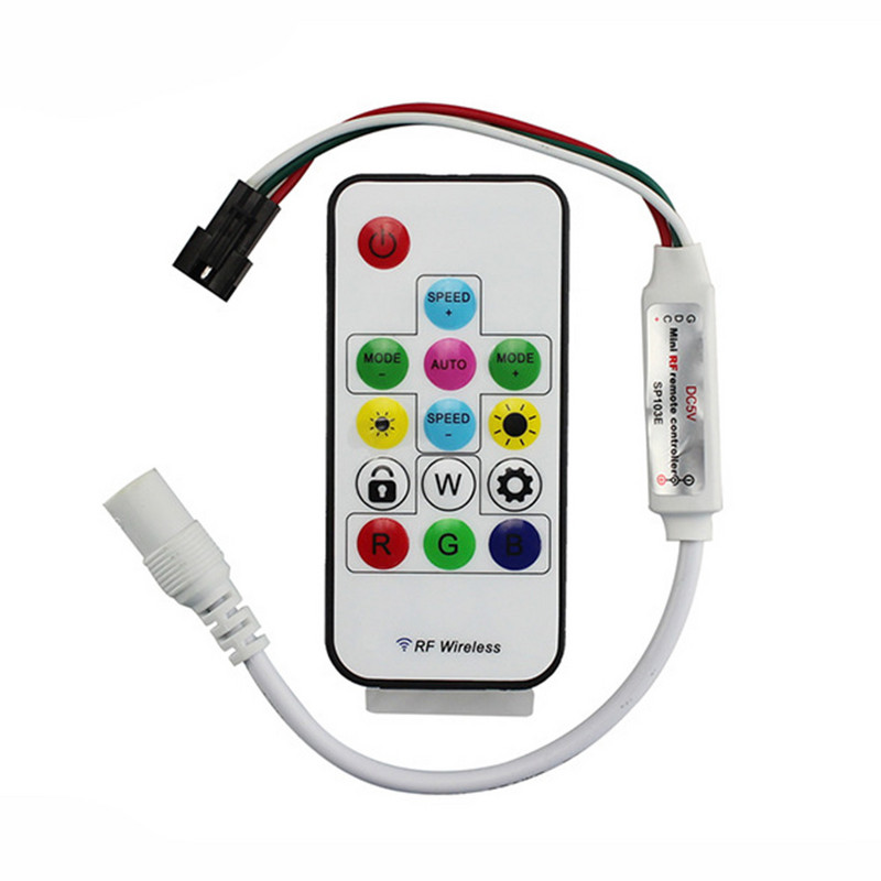 Controler de culoare magică LED cu 14/17 taste DC/USB 2048 pixeli 5V/12-24V Telecomandă RF fără fir pentru WS2811 2812 Lumină RGB adresabilă