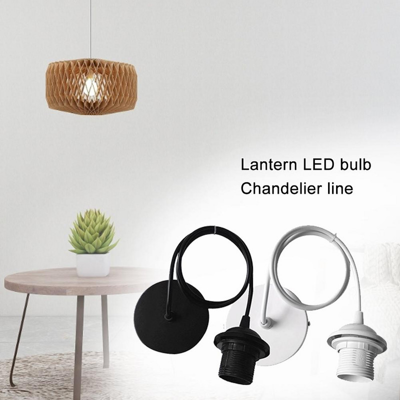 DIY lambivari E27 täishambaga lamp metallist kinnitusega lambihoidja lühtripaber bambusest latern LED pirn lühtri joon must