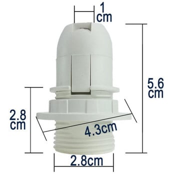 Mini Screw E14 M10 Λαμπτήρας Βάσης Κρεμαστό Πρίζα Αμπαζούρ κολάρο 220V 110v Μαύρο/Λευκό