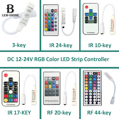 DC12V RGB LED szalagvezérlő IR/RF távirányító 3 gombos Az SMD5050 SMD2835 LED szalagszalag világítás színének beállítása