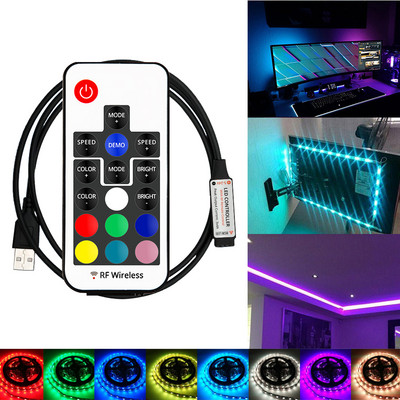 USB Led szalagos lámpák Volt RGB USB RF vezérlő 5V 12V USB LED szalaglámpa 17IR Távoli vezeték nélküli 2835 fénycsík csatlakozó