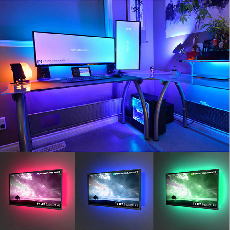 USB Led Strip Lights Volt RGB USB RF Controller 5V 12V USB Strip Light 17IR Remote Wireless 2835 υποδοχή λωρίδας φωτός