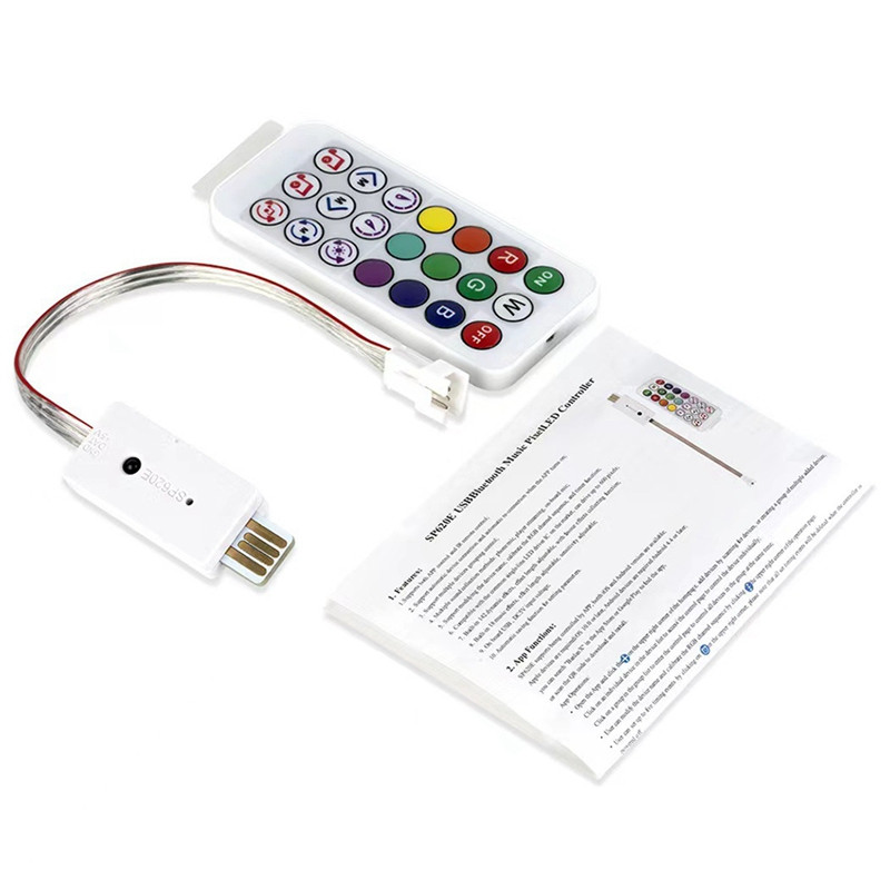 DC5V SP620E USB Bluetooth mūzikas pikseļu kontrollera komponenta RF tālvadības pults WS2812 RGB LED sloksnes gaismas lentei